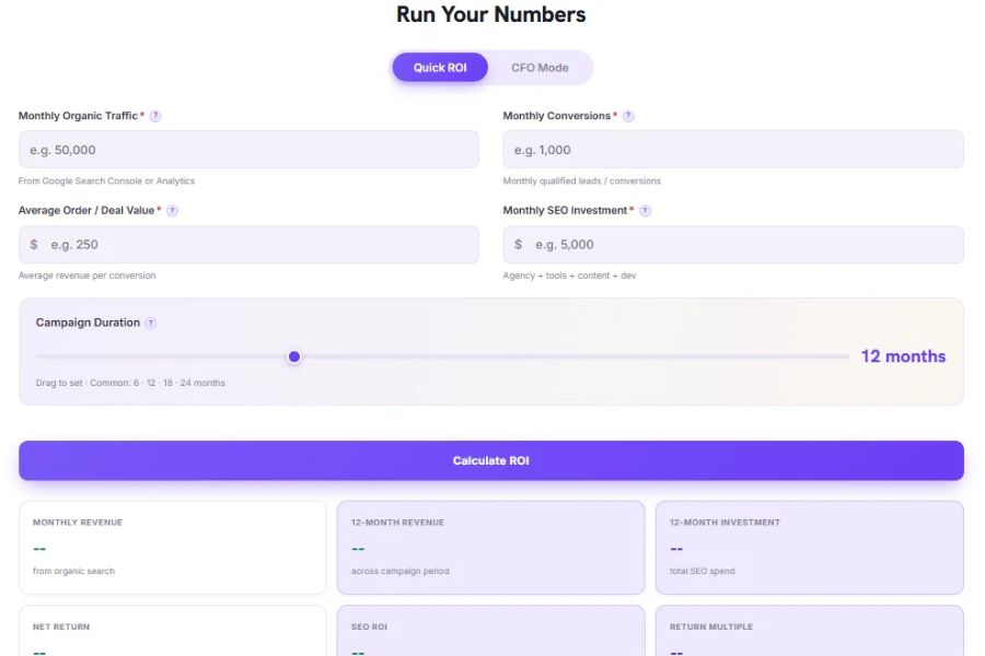 SEO ROI Calculator preview
