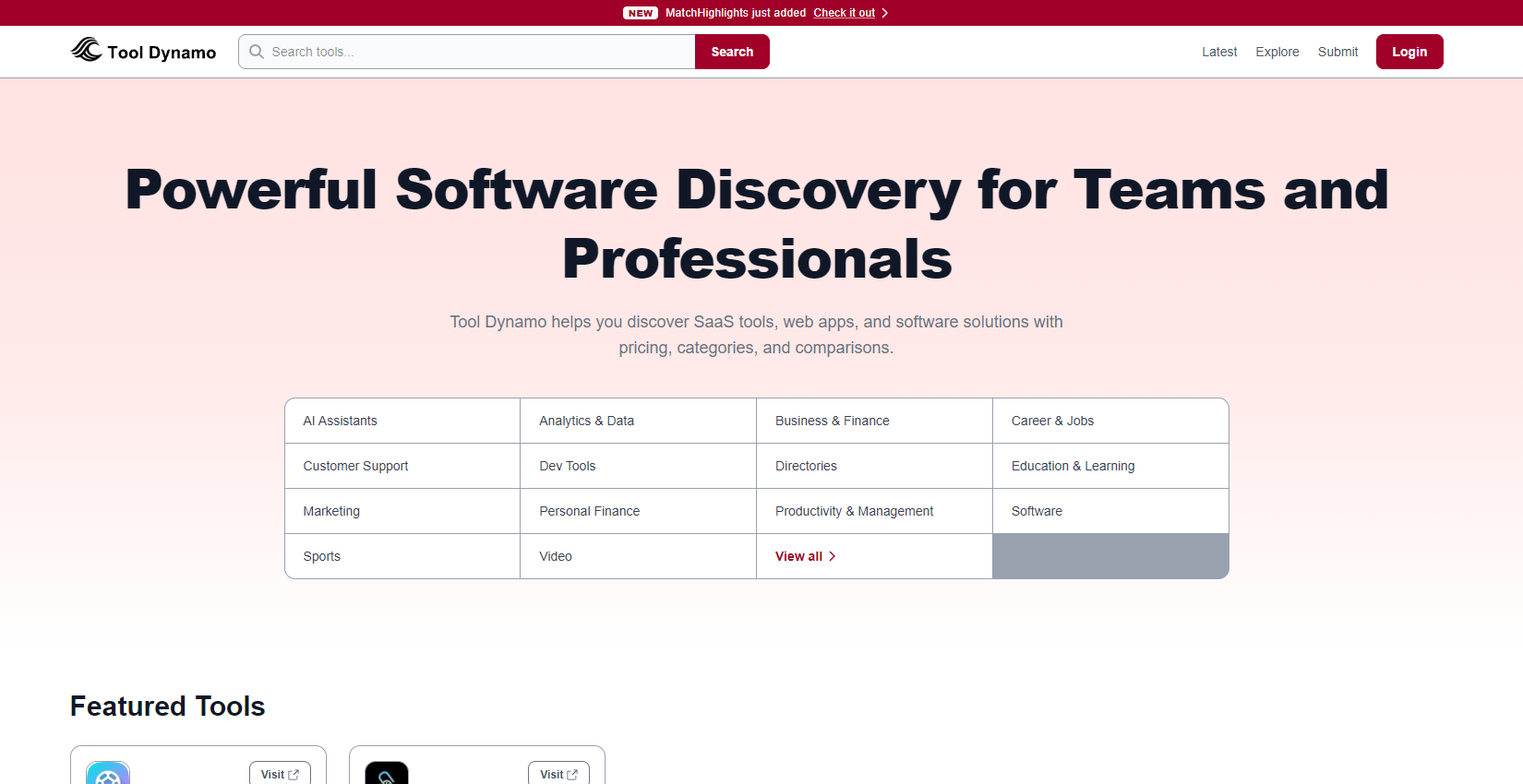 Tool Dynamo website preview