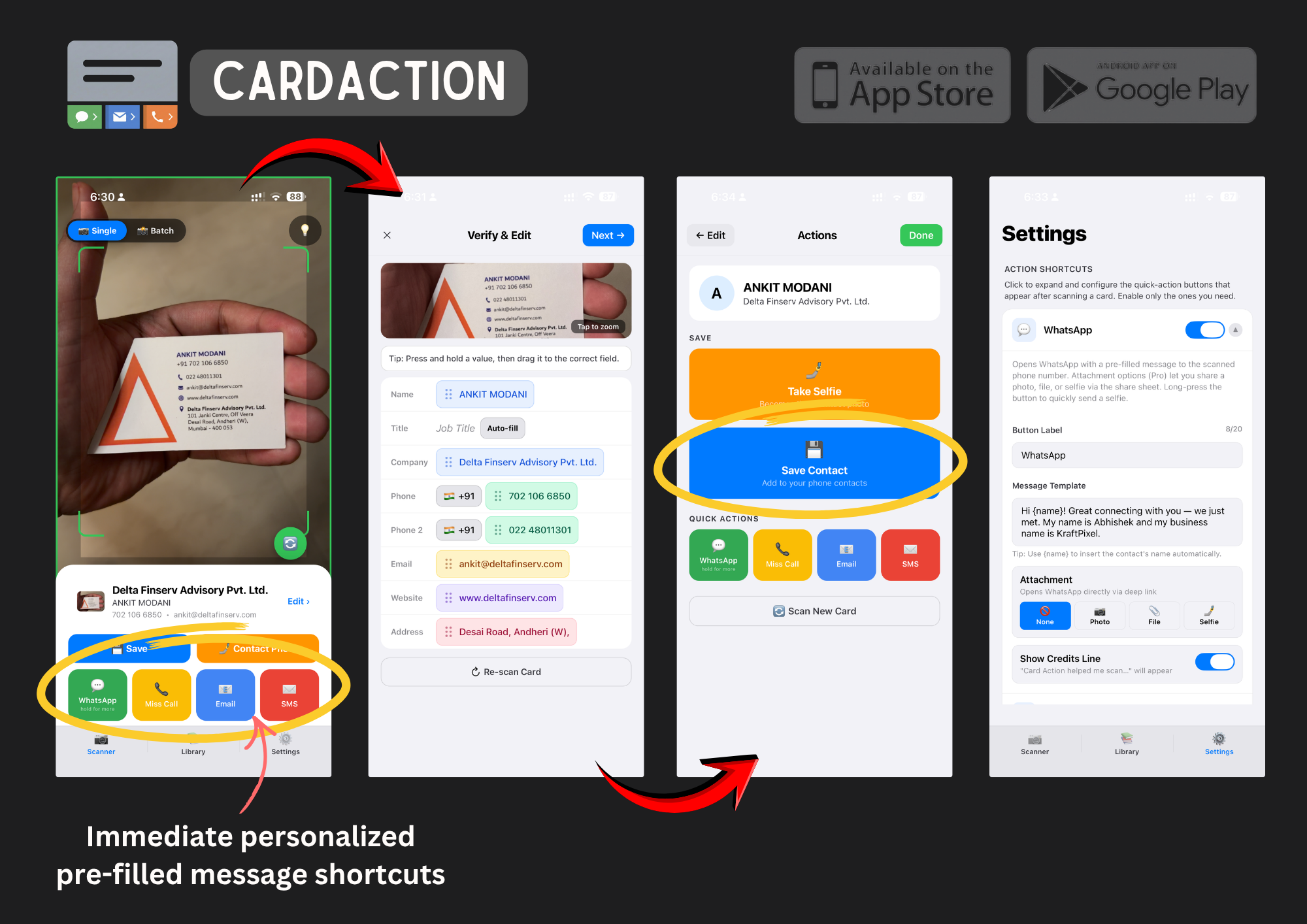 CardAction — AI Business Card Scanner for iOS & Android website preview