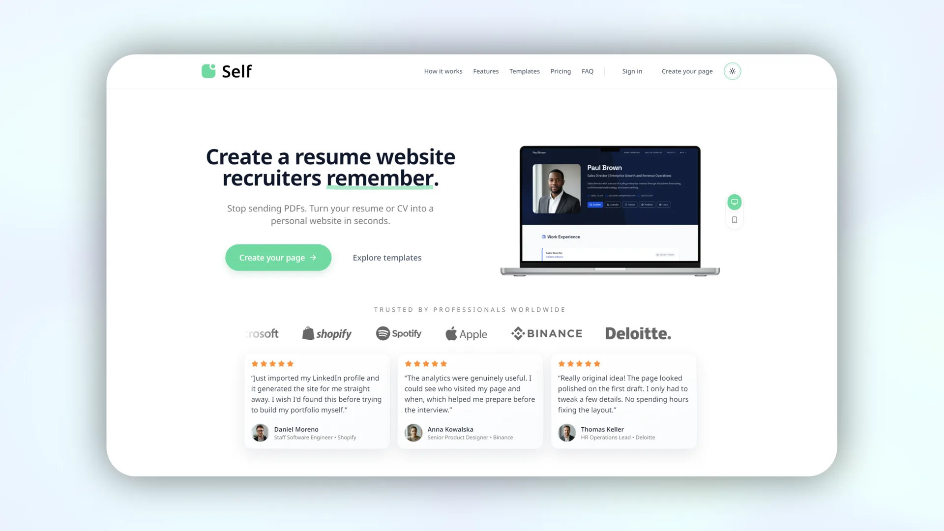 Self (self.cv) preview