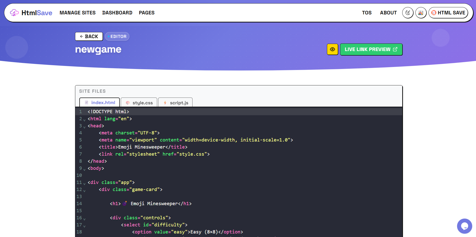 HTMLSave screenshot 1