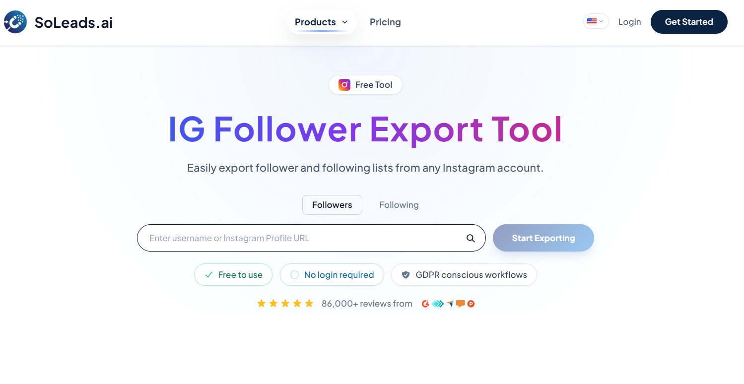 IG Follower Export Tool preview