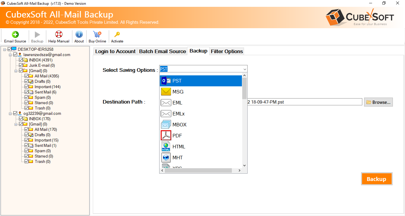 CubexSoft Email Backup Tool preview