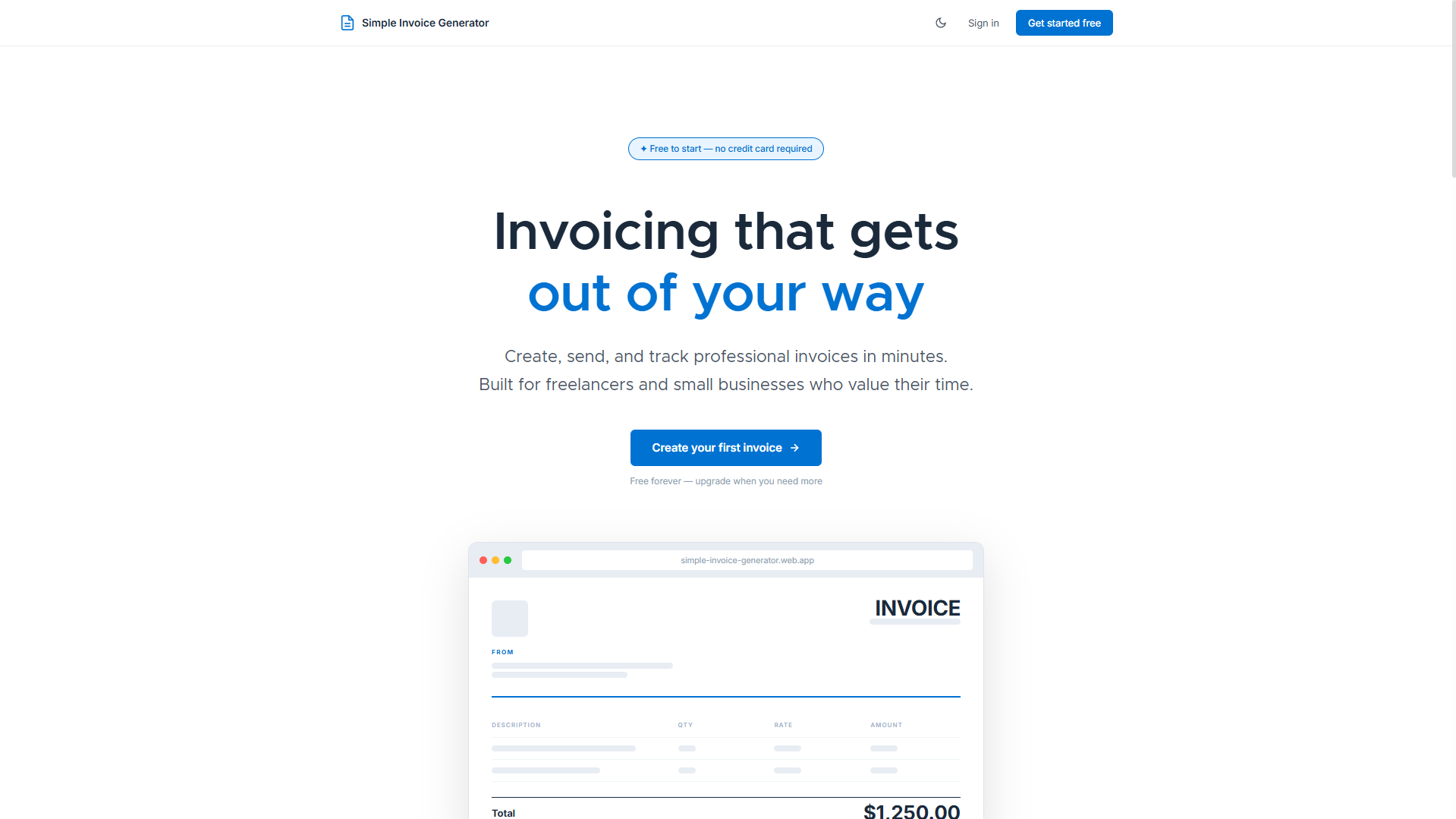 Simple Invoice Generator preview