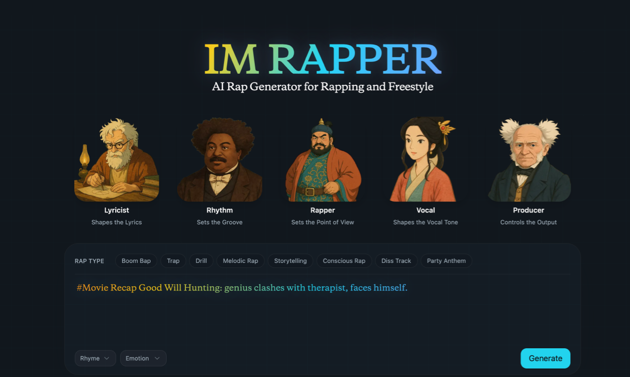 AI Rapper - AI Rap Generator for Rapping and Freestyle website preview