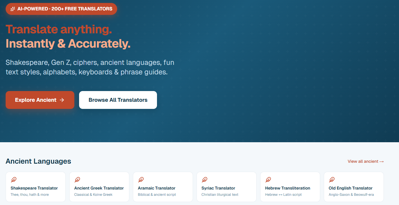 Translators Cabin website preview