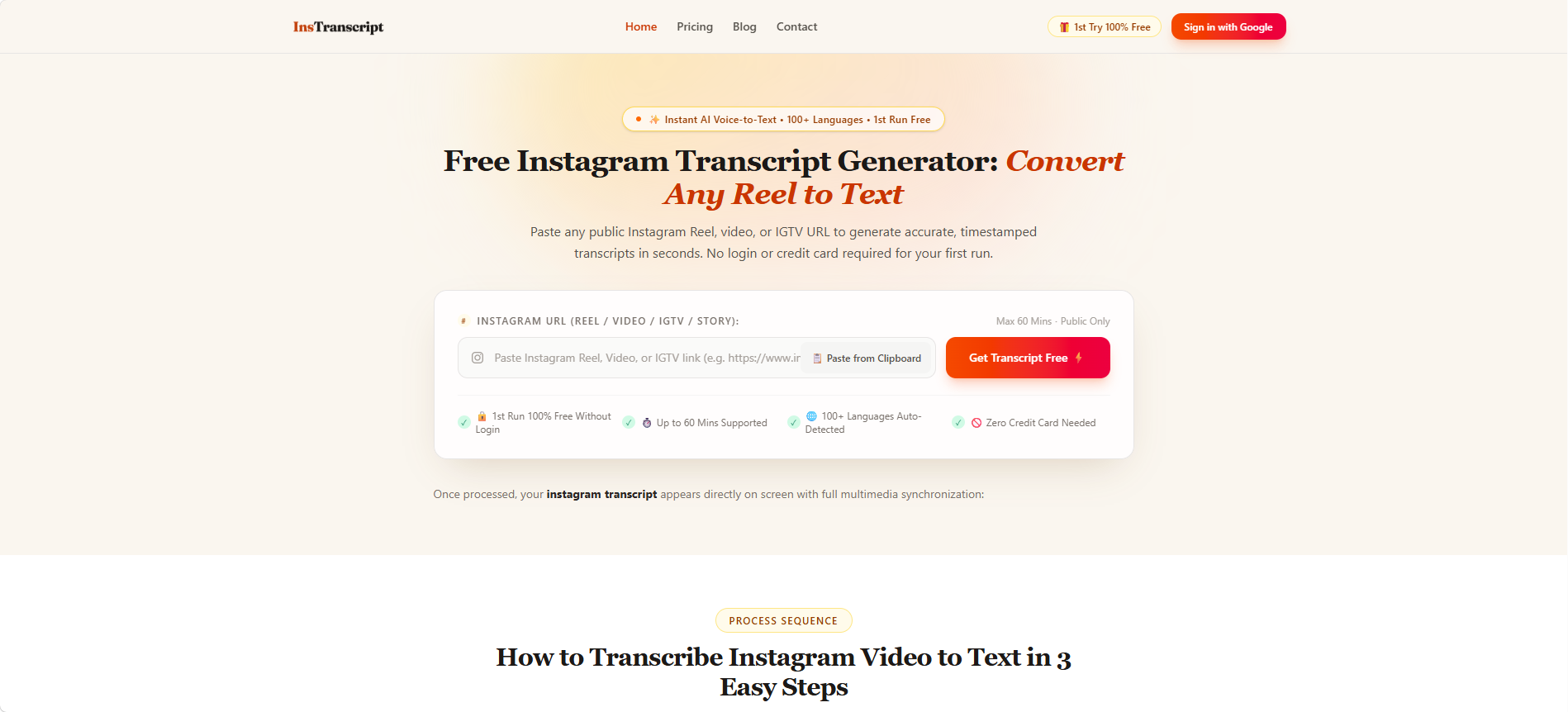 InsTranscript preview