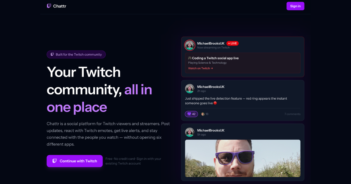 Chattr website preview