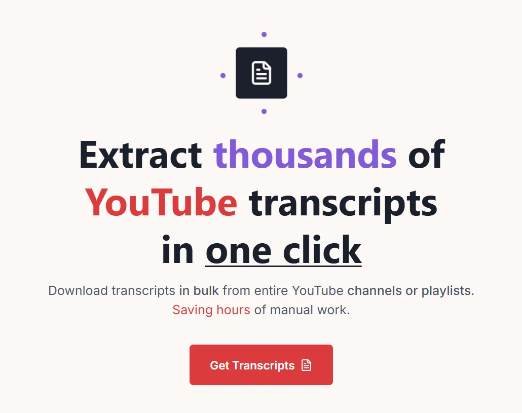 YouTube Transcript Downloader website preview