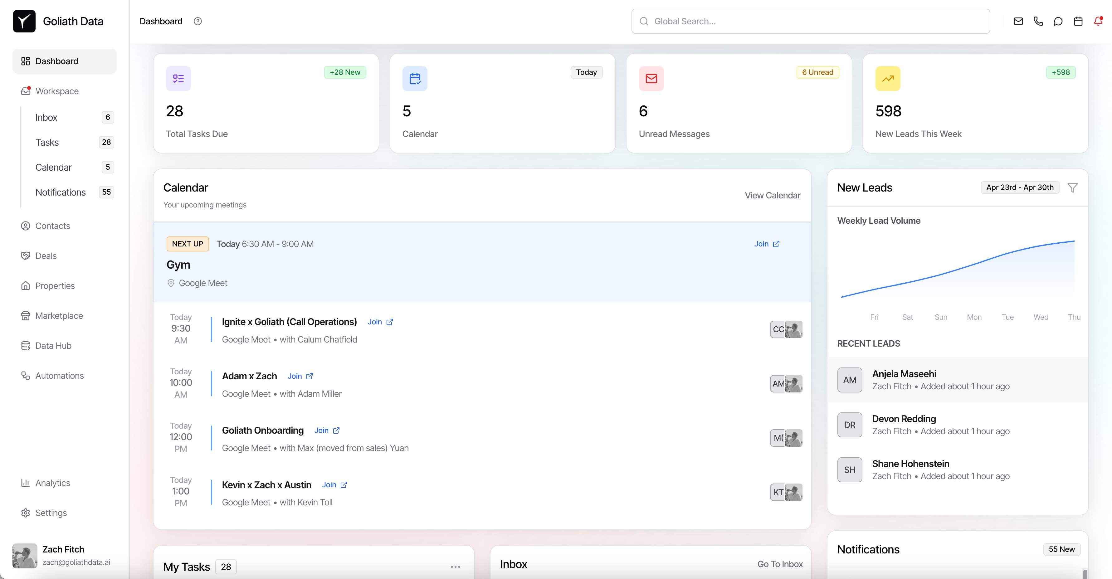 Goliath Data Real Estate CRM preview