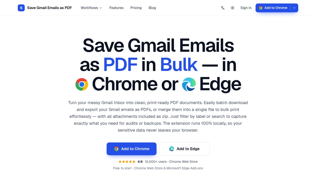 Save Gmail Emails as PDF in Bulk preview