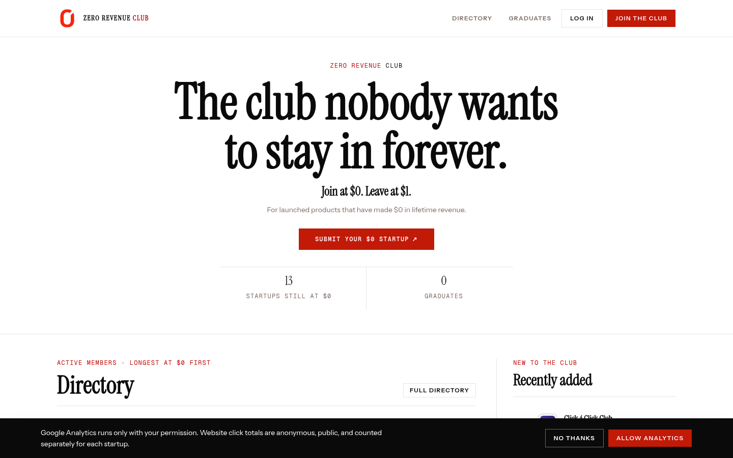 Zero Revenue Club preview