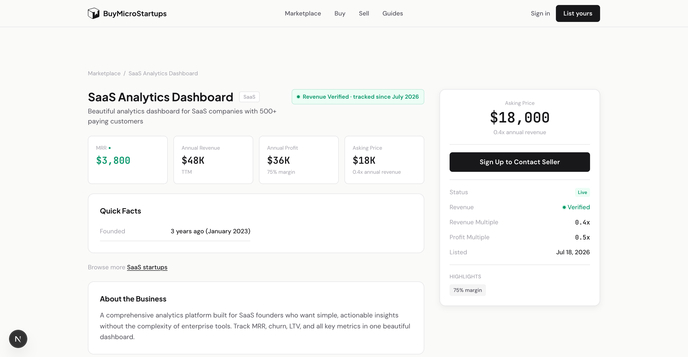 BuyMicroStartups screenshot 1