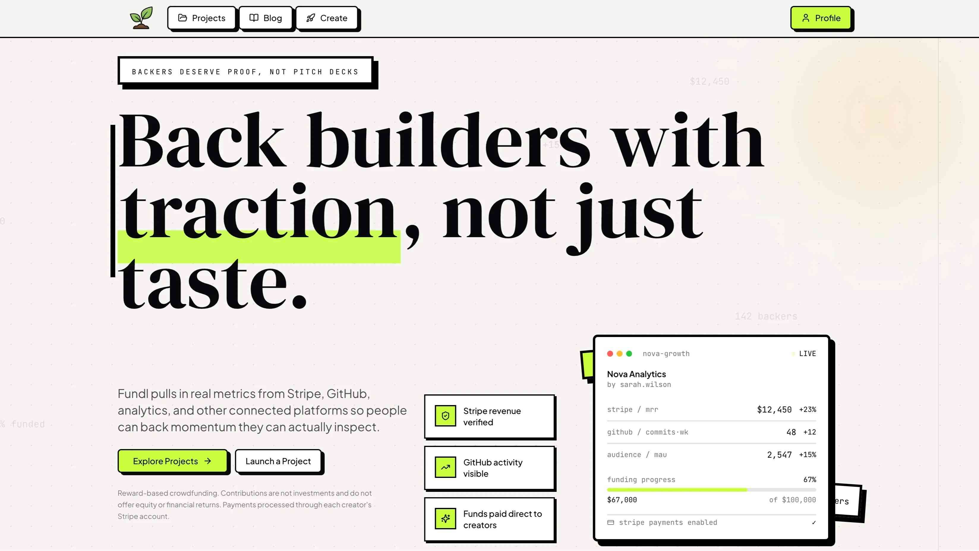 Fundl website preview