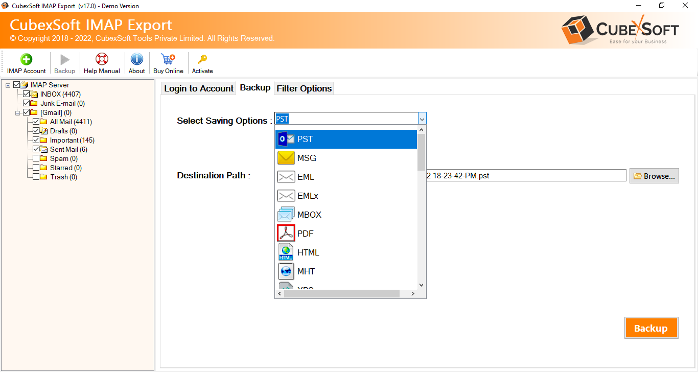 CubexSoft IMAP Backup Tool preview