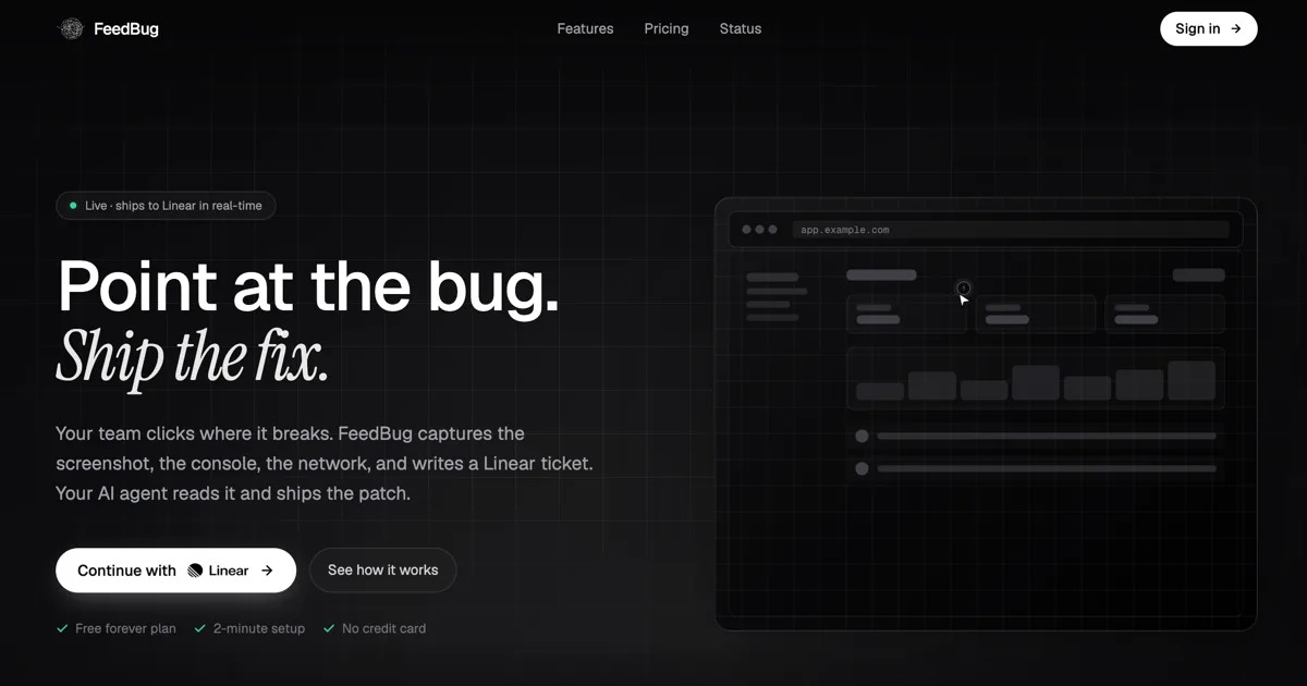 Feedbug screenshot 1