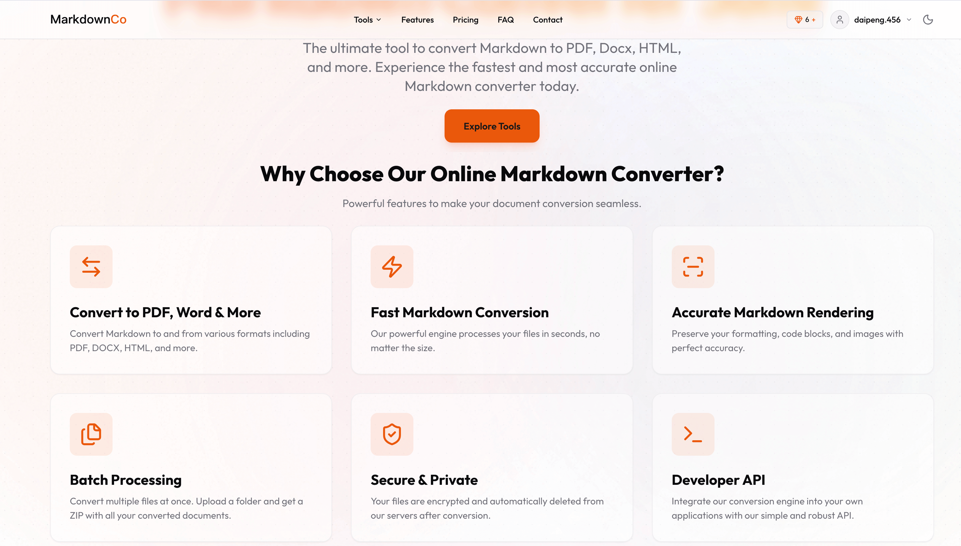 Markdown to PDF, Word & HTML — Free Online Converter website preview
