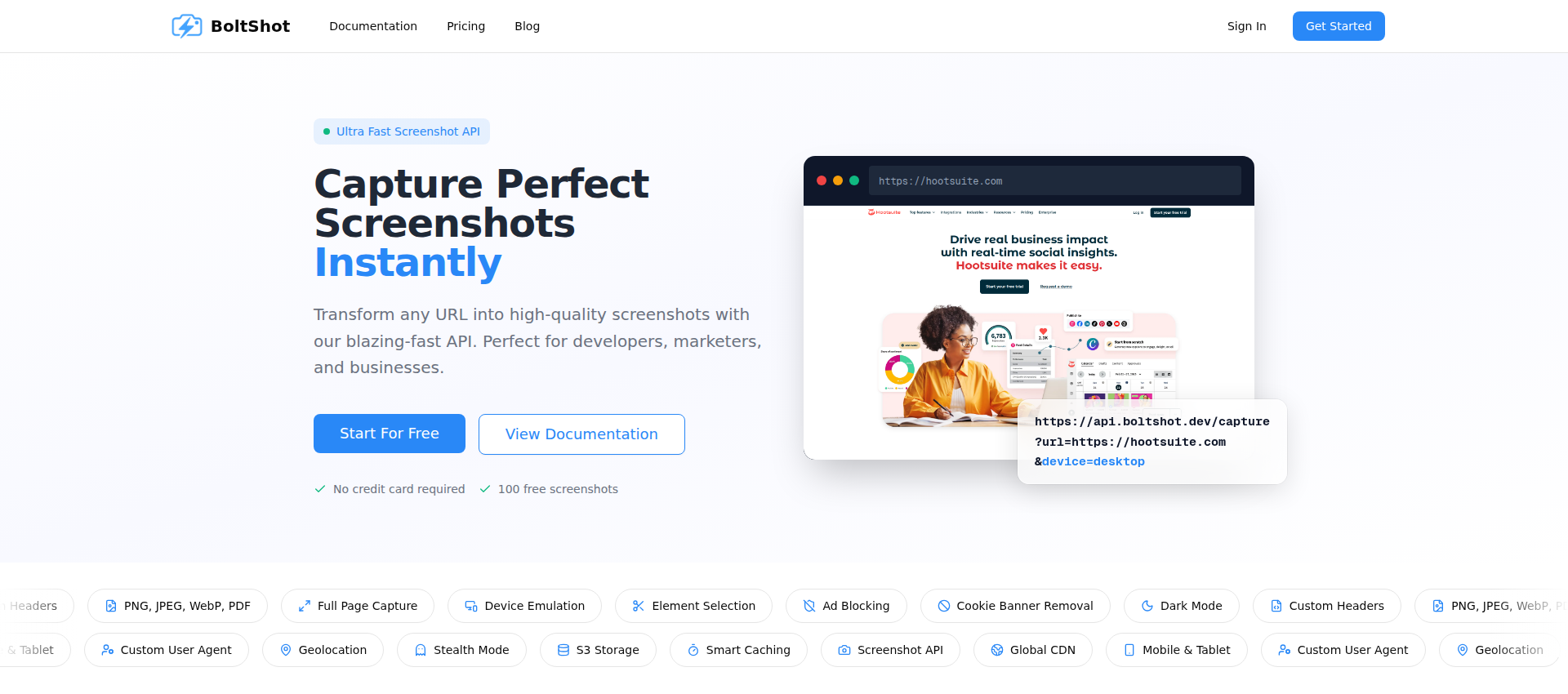 Boltshot website preview