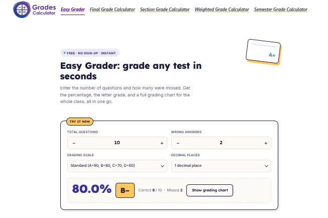 Grades Calculator preview