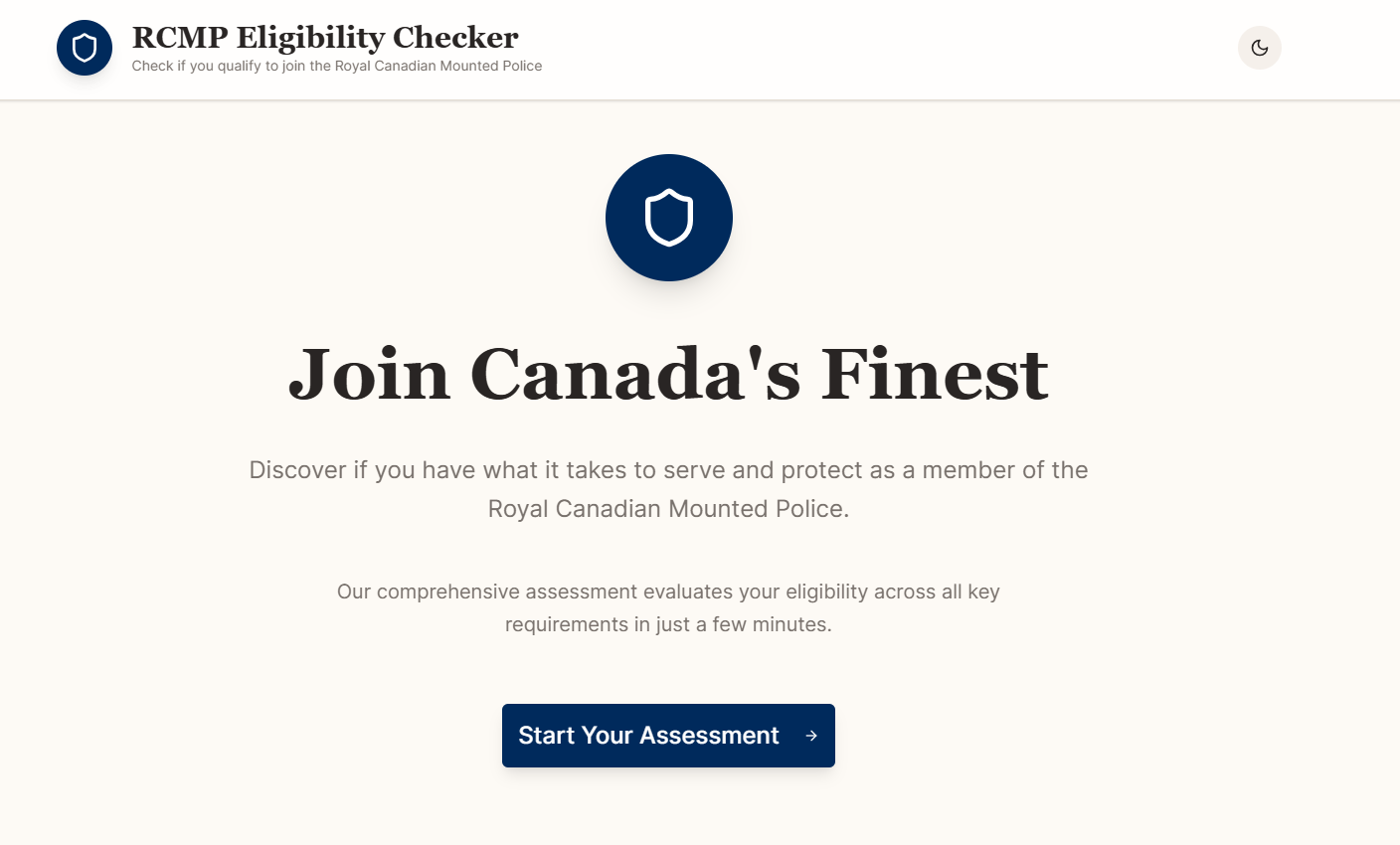 RCMP Eligibility Checker website preview