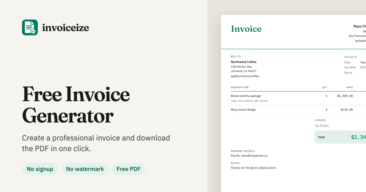 Invoiceize preview