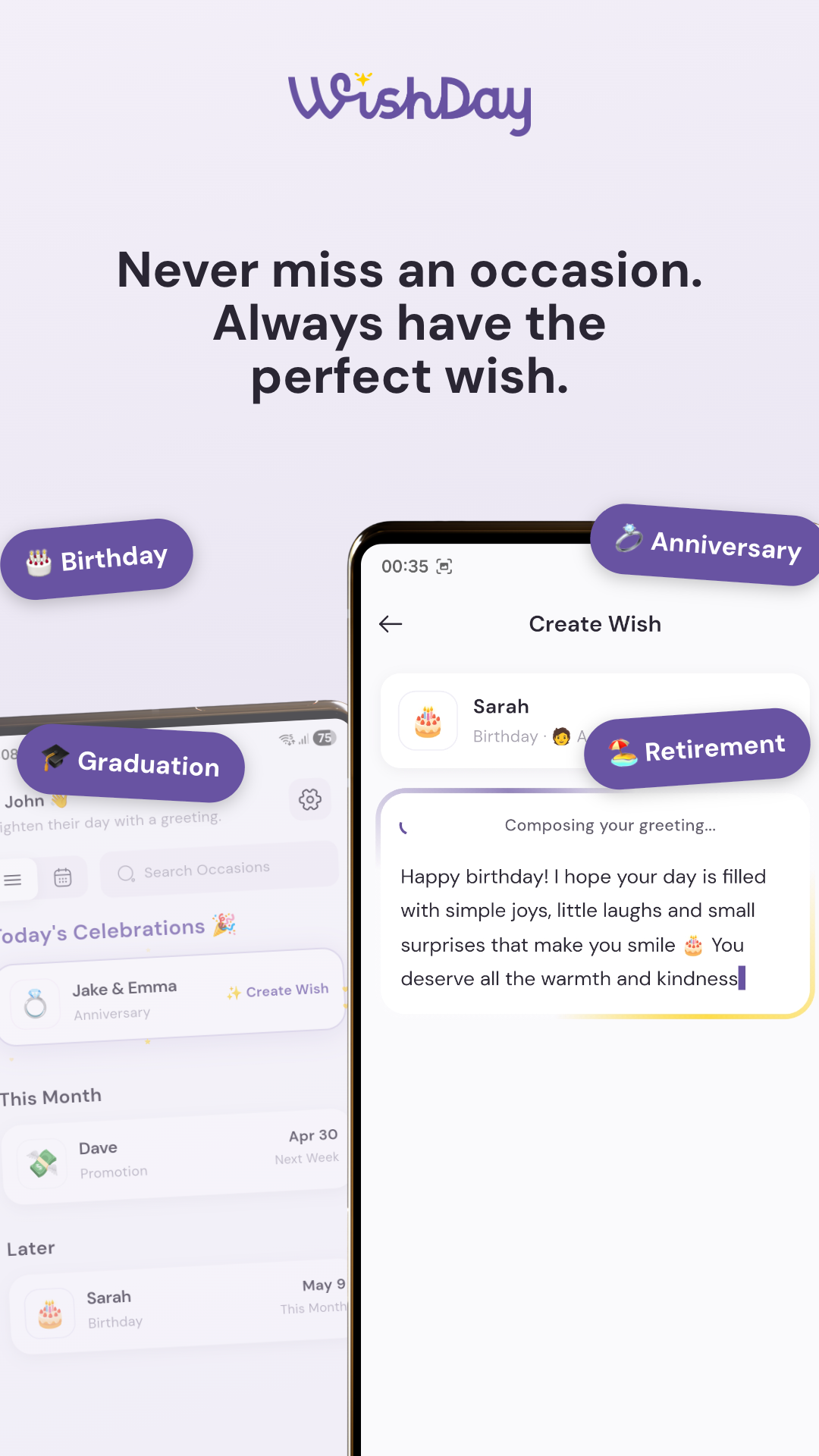 WishDay: AI Birthday Reminder & Calendar App website preview
