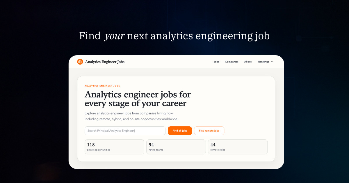 Analytics Engineer Jobs preview