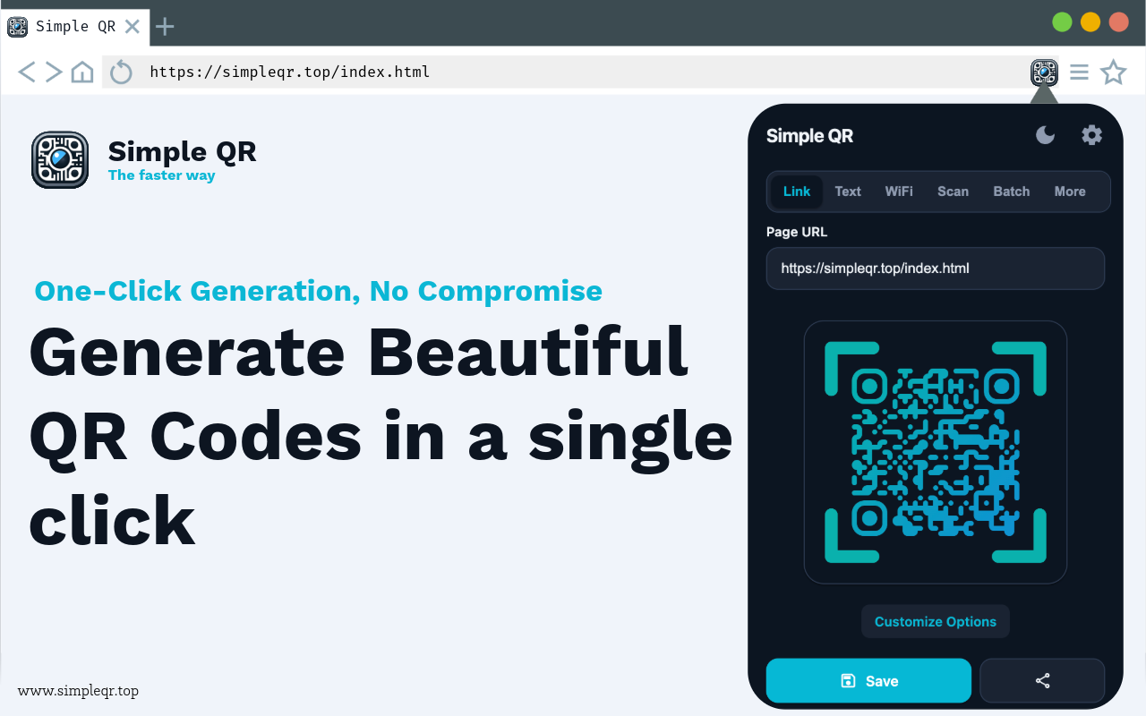 Simple QR Code Generator website preview