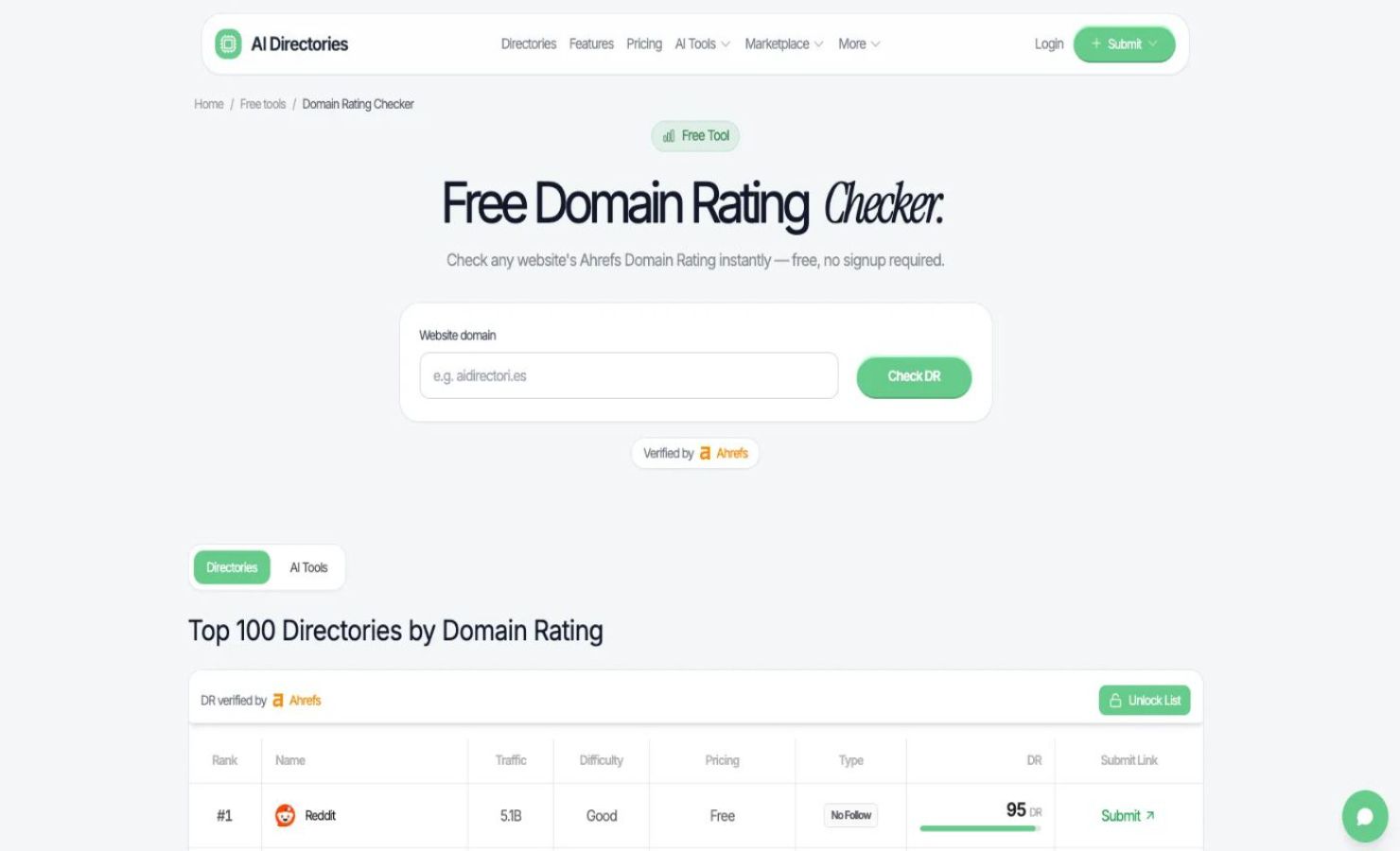 Free Domain Rating Checker preview