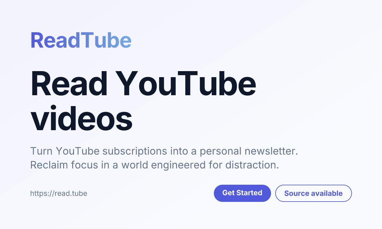 ReadTube website preview