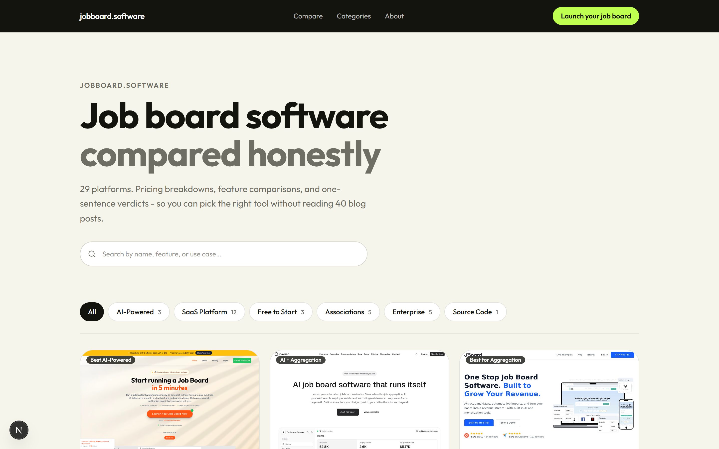 Job Board Software Directory | Find the Best Job Board Solutions website preview