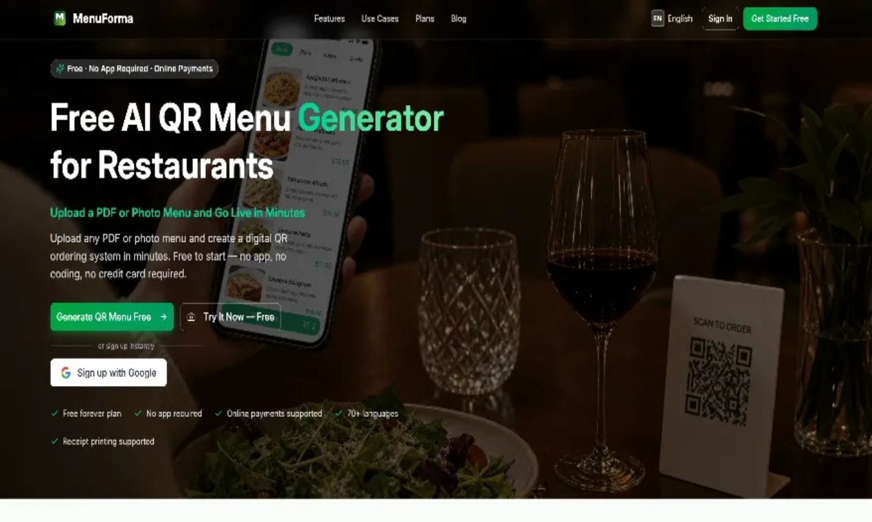 QR Menu Generator preview