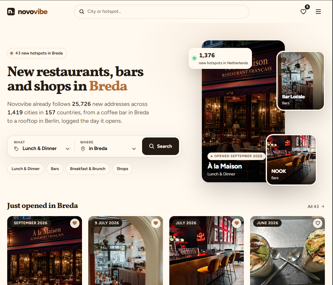 Novovibe is a guide to newly opened hotspots preview