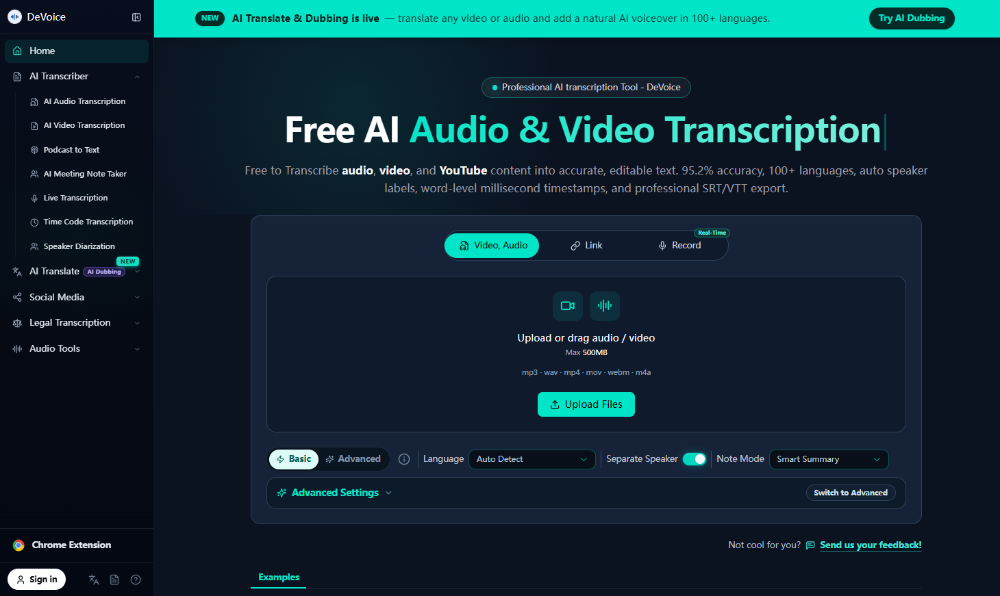 Free AI Video & Audio Transcriber & Audio Enhancer preview