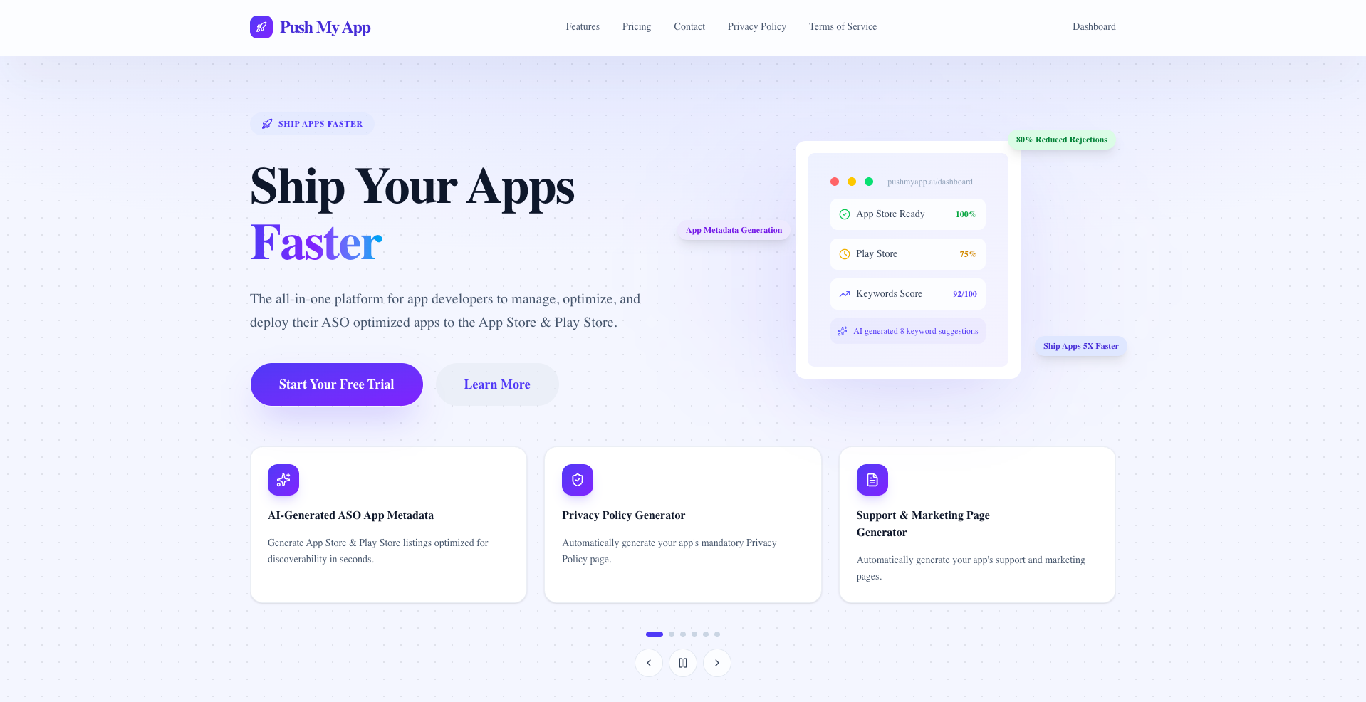 Push My App website preview