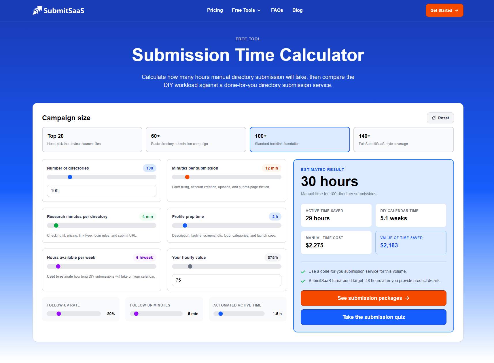 Submission Time Calculator preview