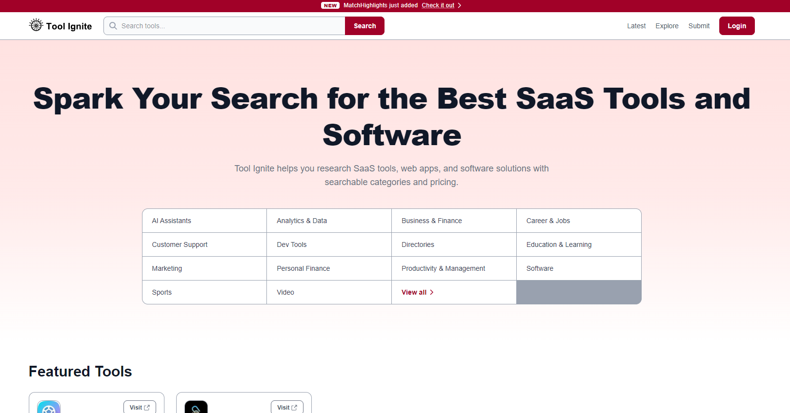 Tool Ignite website preview