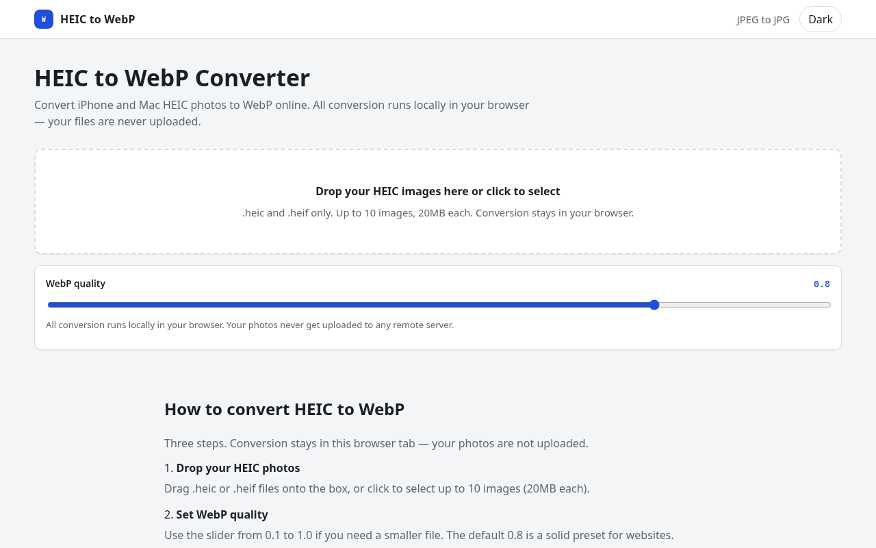 HEIC to WebP Converter preview