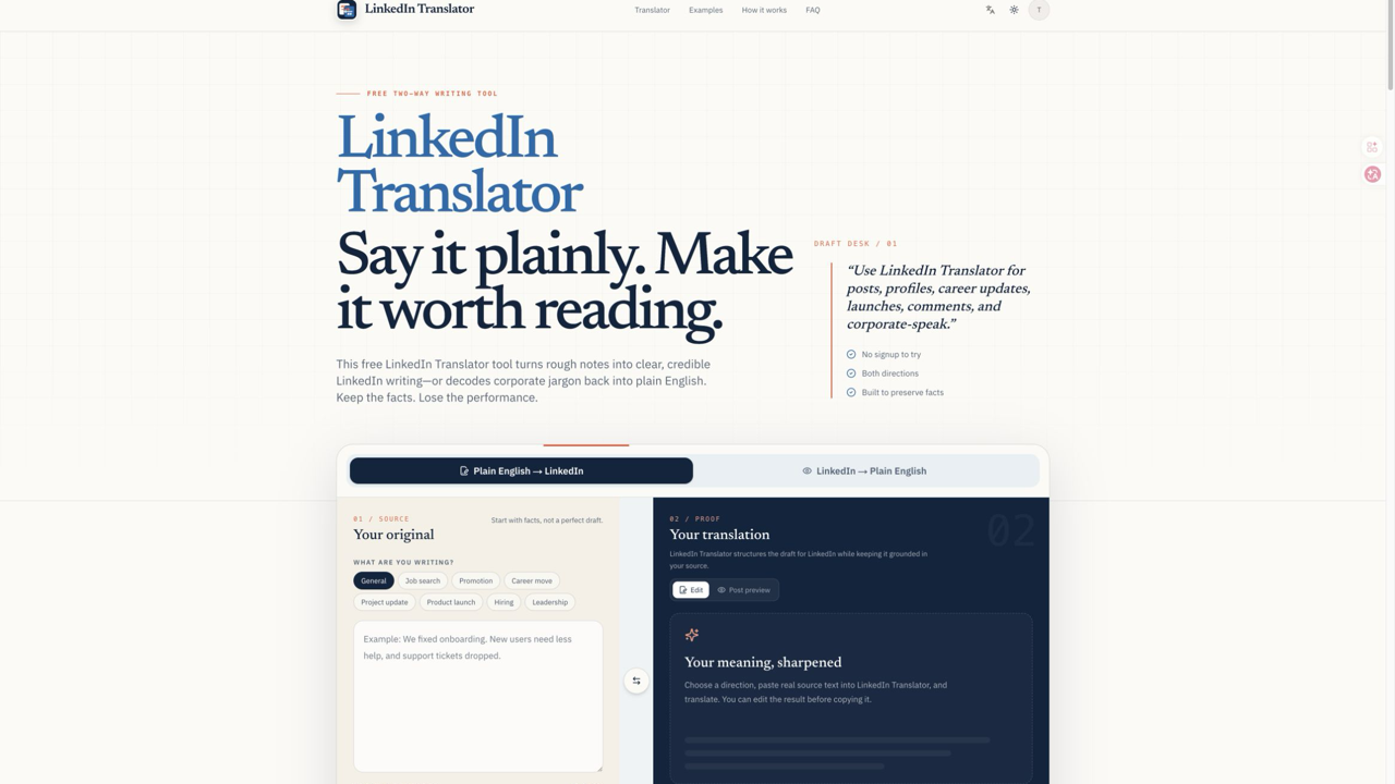 LinkedIn Translator preview