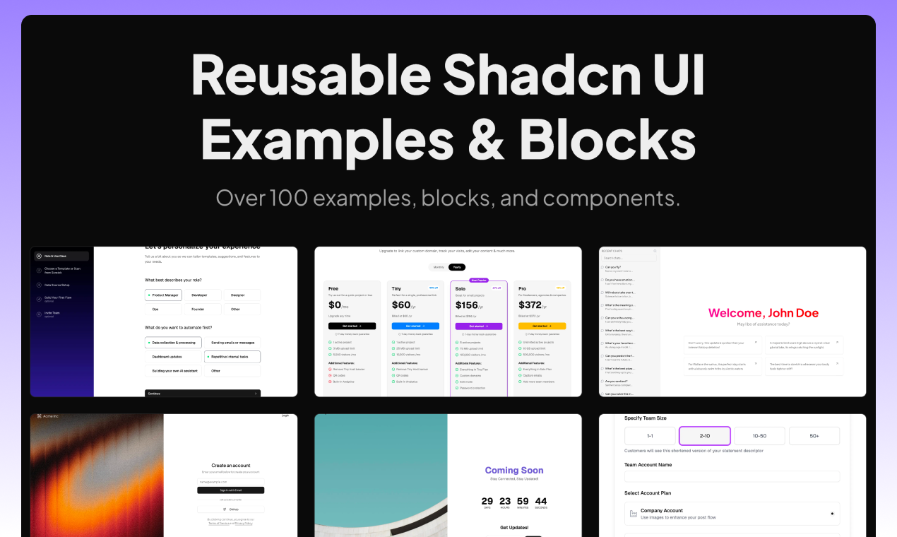 Shadcn Examples website preview