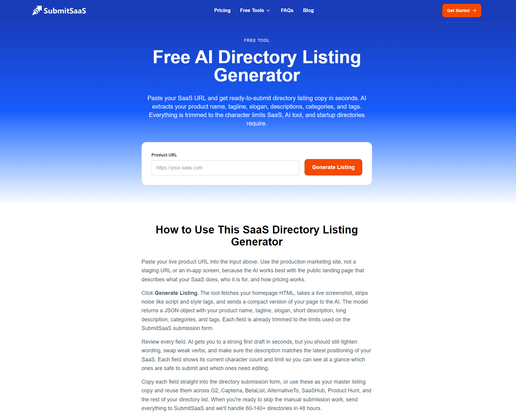 Free AI Directory Listing Generator website preview
