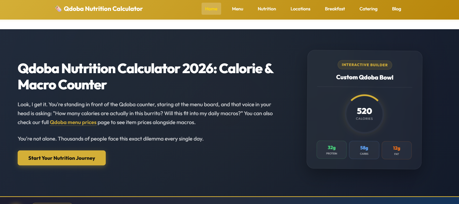 Qdoba Nutrition Calculator preview