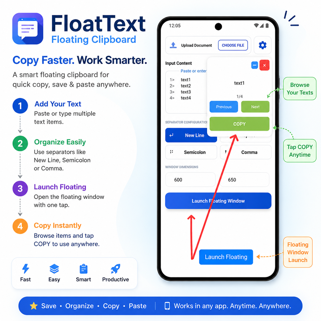 FloatText - Floating Clipboard for Android preview