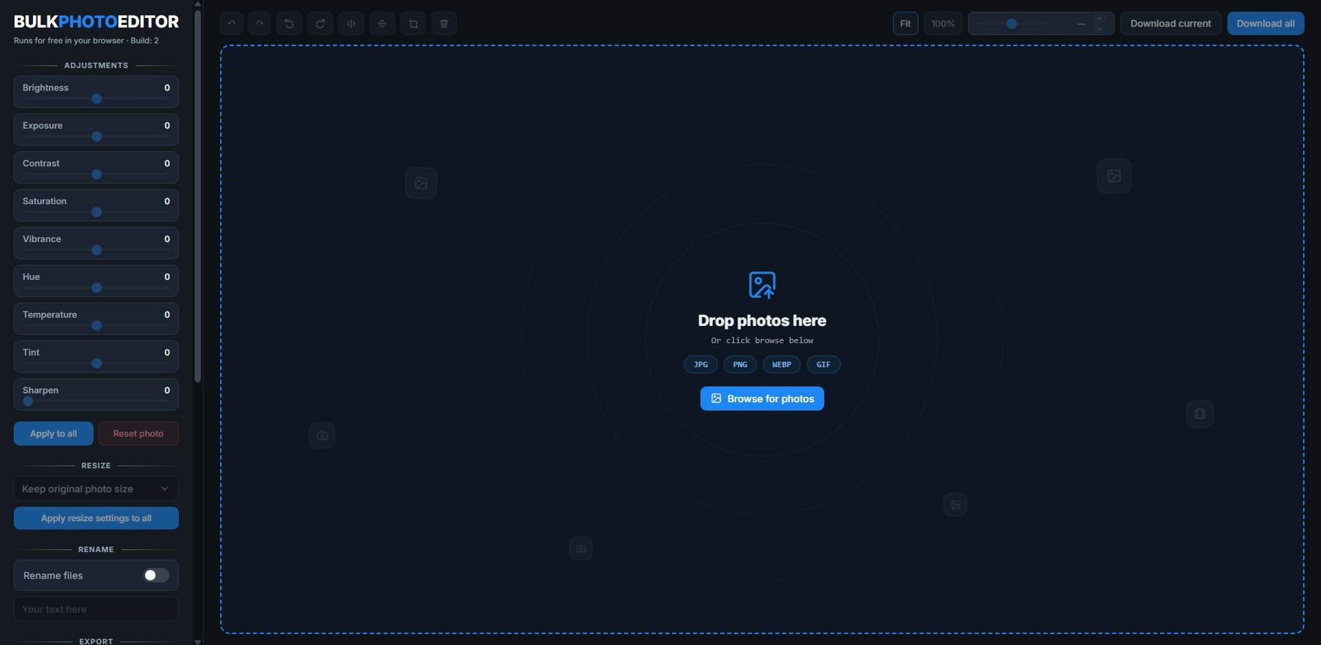Bulk Photo Editor preview