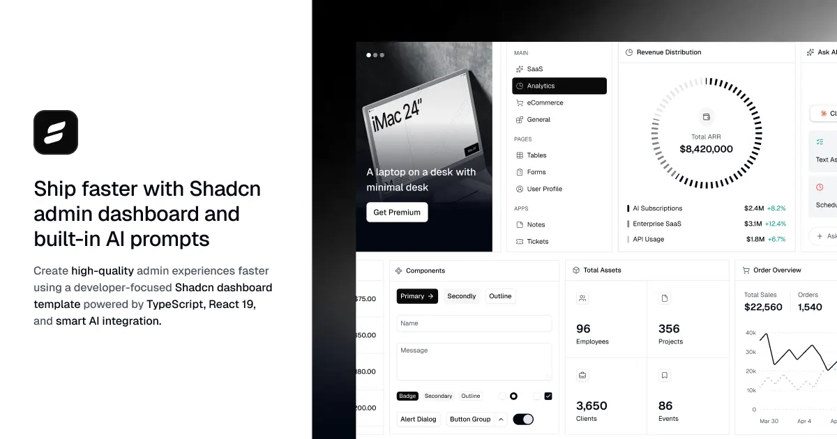 Shadcn Dashboard screenshot 1
