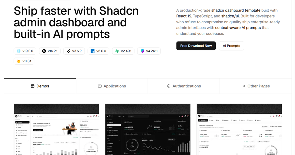 Shadcn Dashboard preview