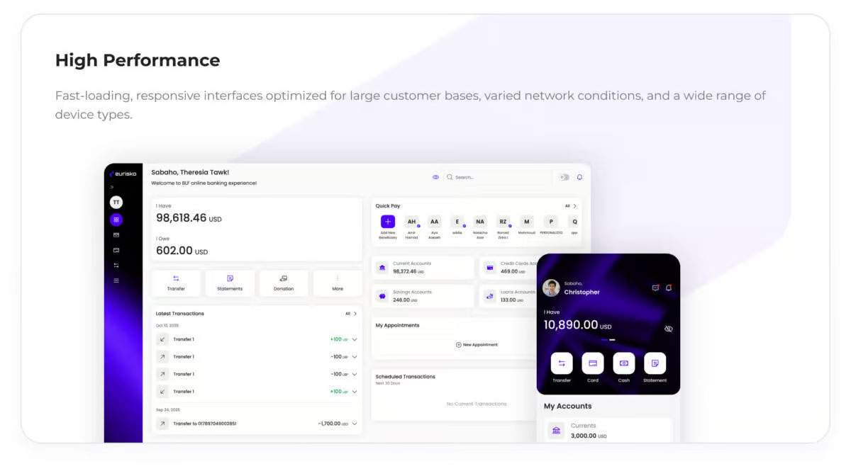 Eurisko Digital Banking Platform website preview