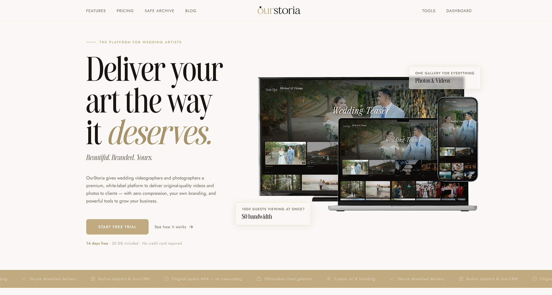 OurStoria — Wedding Video Delivery Platform for Videographers preview