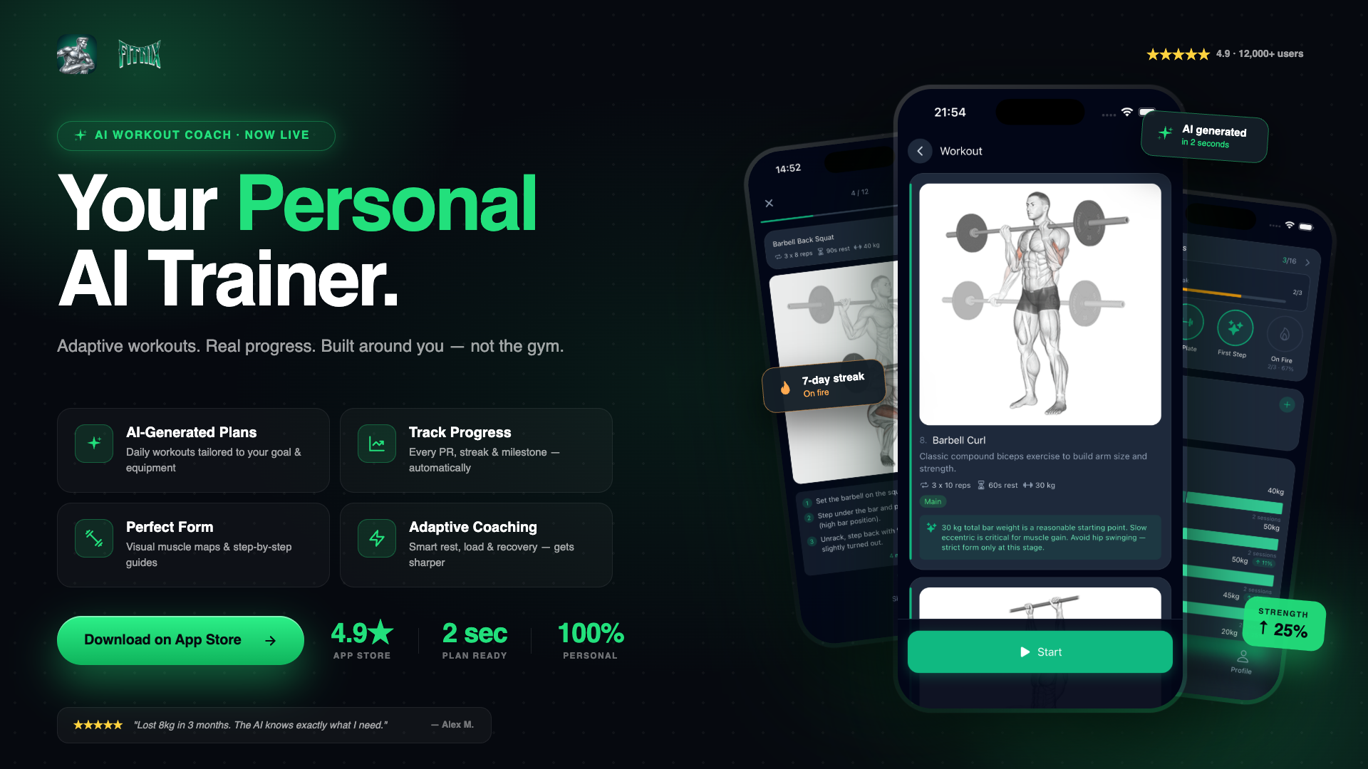 Fitnix: AI-Powered Personal Trainer website preview