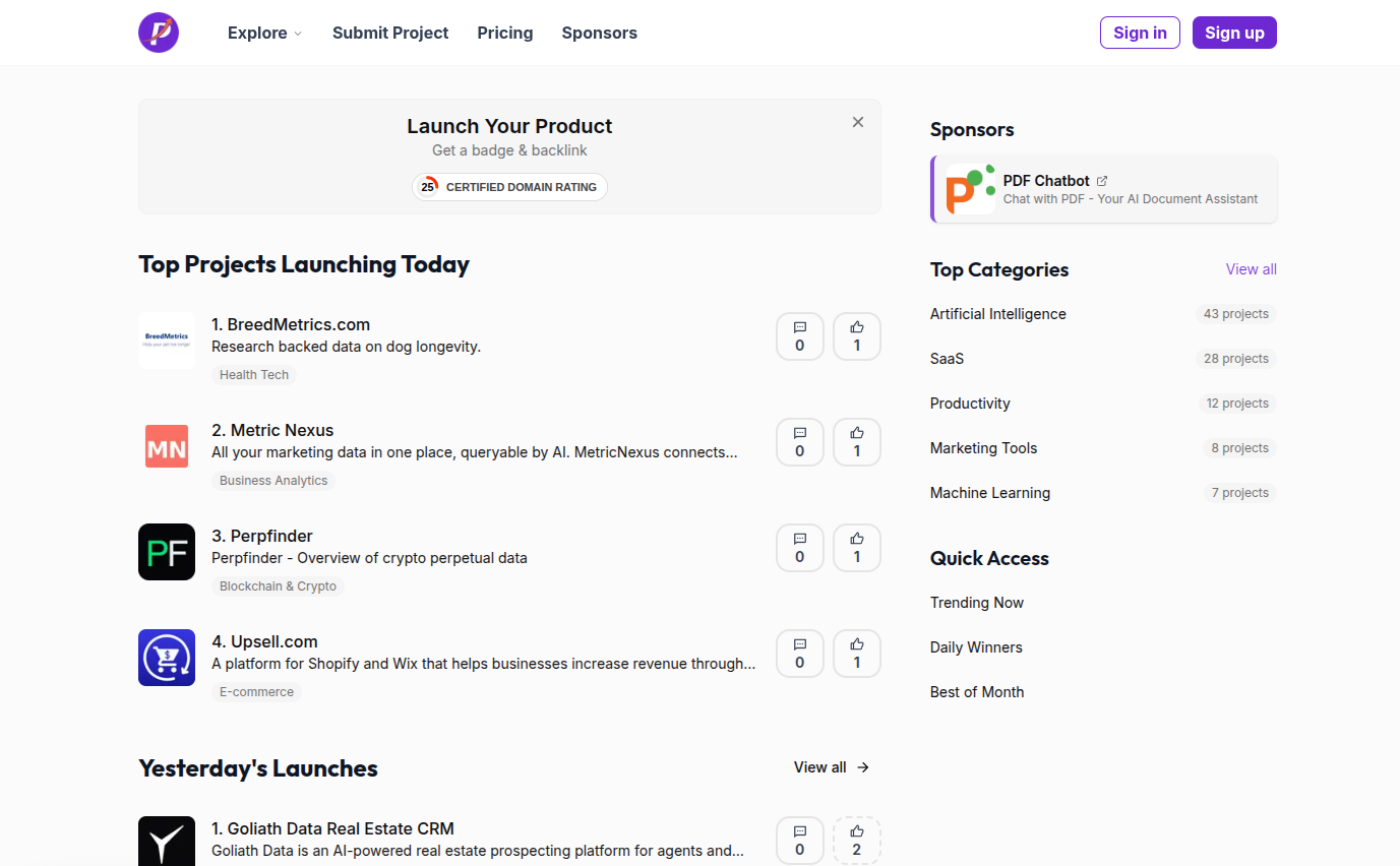 Product Launchify - Discover & Launch Tech Products website preview